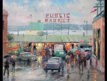 Landscapes Painting - Pike Place Market TK cityscape
